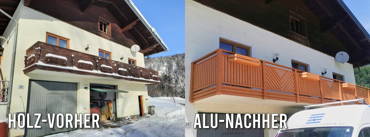 Holz- vs. Alubalkon Vorher Nachher Beispiel